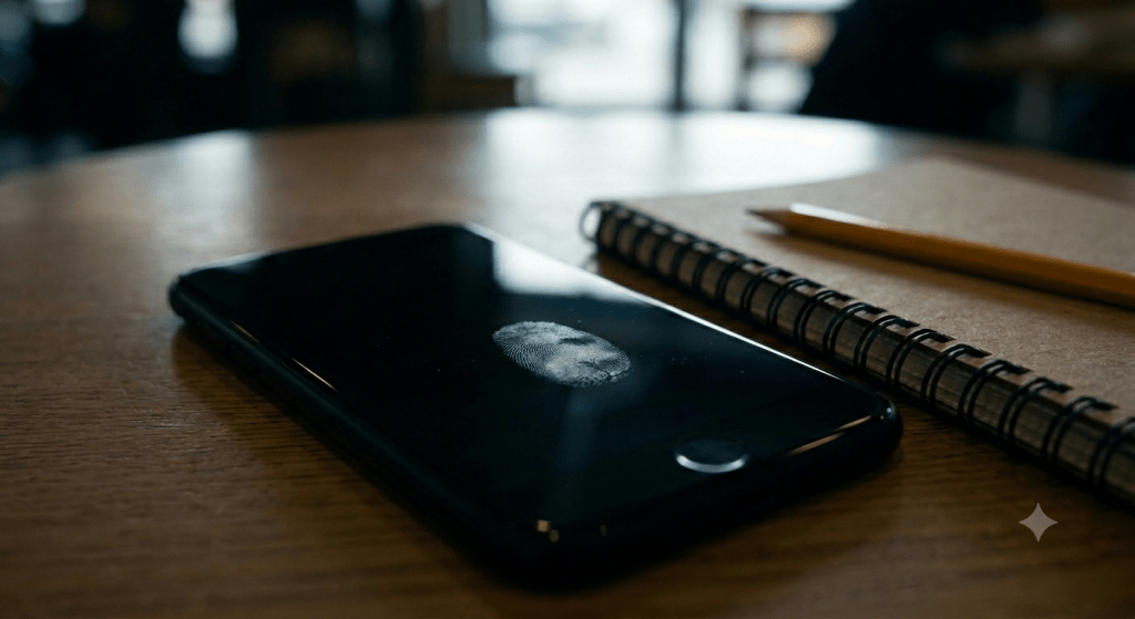 iphone AI stealing fingerprint on table